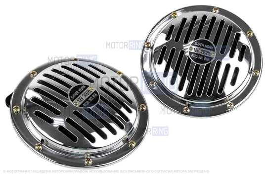 Дисковый воздушный звуковой сигнал SEM-ALI 145 c проводкой штатного подключения для Mazda 1 и 2 поколений, Mitsubishi 2 поколения, Волга