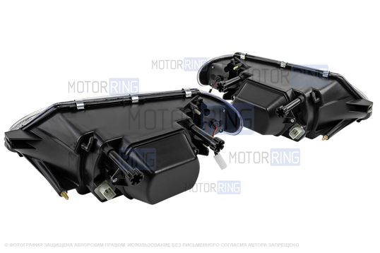 Фары в стиле БМВ с диодными модулями, встроенными ДХО и Хром маской для ВАЗ 2113-2115