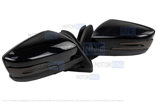 Боковые электрозеркала АТП в стиле Гранты с оборгевом и бегающим повторителем AMG-style, адаптированные для Лада 4х4, Нива Легенд