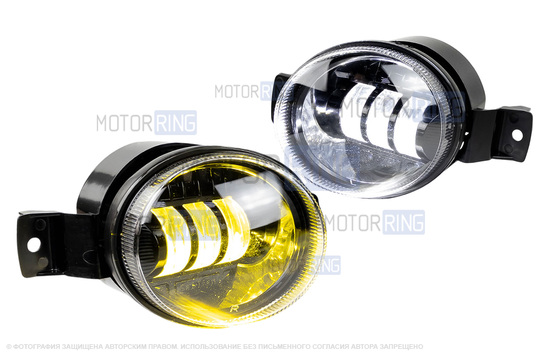 Двухцветные диодные ПТФ Sal-Man 50W 4600lux (бело-синий 6000К и желтый 3000К) для БМВ 1, X1, X3, X5, X6_1