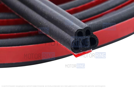 Универсальный 5-камерный уплотнитель дверей, капота, багажника Деталиус длиной 12 метр для Лада и иномарок_1