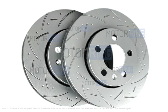 Вентилируемые передние тормозные диски МАВИКО Premium с насечками и перфорацией для Volkswagen Polo, Skoda Fabia, Rapid_1