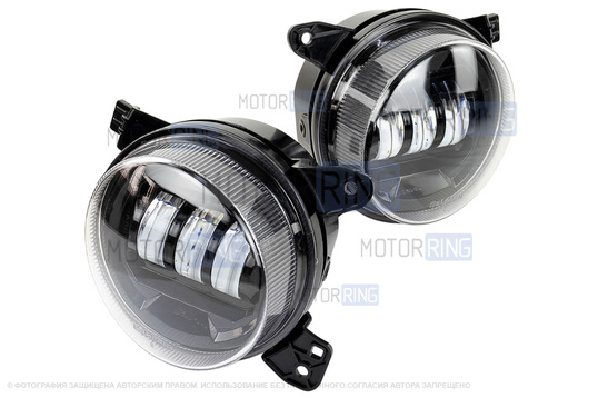 Двухцветные диодные ПТФ sal-man 50W 4600lux (бело-синий 6000К и желтый 3000К) для БМВ 3, 5, X3, X5, X6