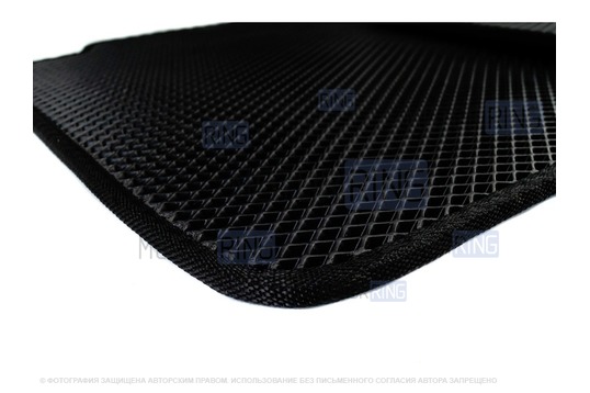 Салонные резиновые ковры Rezkon в стиле EVA с ячейками Ромб и черным кантом для Лада Искра_1