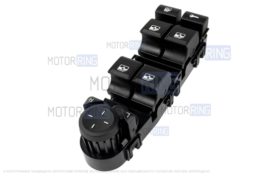 Пересвеченный блок управления стеклоподъёмниками, дверьми, зеркалами для Лада Приора, Приора 2