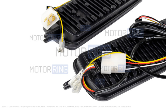 Светодиодные подфарники TheBestPartner 6 линз (тонированное стекло) с ДХО и бегающим поворотником для Лада 4х4, Нива Легенд