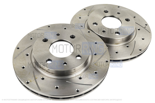 Вентилируемые передние тормозные диски Alnas Sport Euro 2110 R13 с насечками и перфорацией для ВАЗ 2110-2112, Лада Гранта, Гранта FL, Калина_1