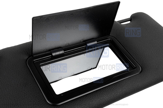 Солнцезащитные козырьки в экокоже с черной строчкой (2 зеркала, информационная наклейка, черные кроншнейны) для Лада Веста, Веста NG