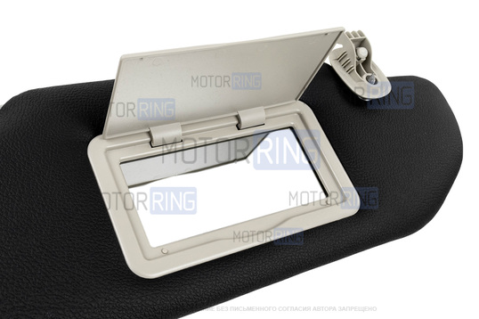 Солнцезащитные козырьки в экокоже с черной строчкой (2 зеркала, светлые кроншнейны) для Лада Веста, Веста NG