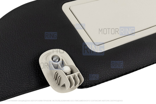 Солнцезащитные козырьки в экокоже с черной строчкой (2 зеркала, светлые кроншнейны) для Лада Веста, Веста NG