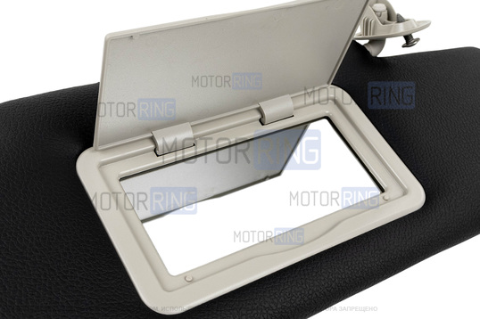 Солнцезащитные козырьки в экокоже с черной строчкой (1 зеркало, светлые кроншнейны) для Лада Веста, Веста NG