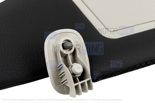 Солнцезащитные козырьки в экокоже с черной строчкой (1 зеркало, светлые кроншнейны) для Лада Веста, Веста NG