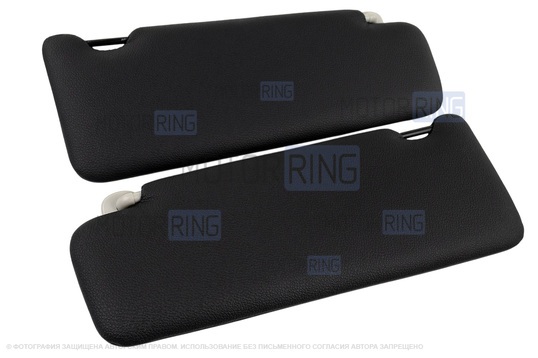 Солнцезащитные козырьки в экокоже с черной строчкой (светлые кроншнейны) для Лада Ларгус, Икс Рей, Nissan Almera, Terrano, Renault Logan, Duster_1