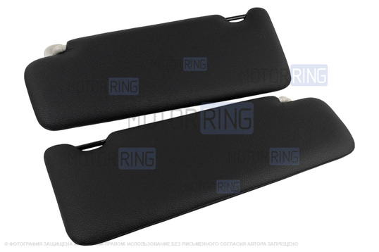 Солнцезащитные козырьки в экокоже с черной строчкой (светлые кроншнейны) для Лада Ларгус, Икс Рей, Nissan Almera, Terrano, Renault Logan, Duster