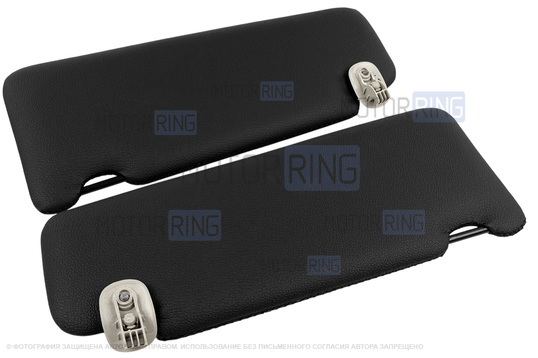 Солнцезащитные козырьки в экокоже с черной строчкой (светлые кроншнейны) для Лада Ларгус, Икс Рей, Nissan Almera, Terrano, Renault Logan, Duster