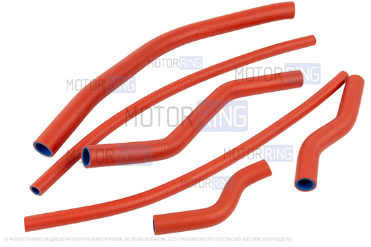 Патрубки двигателя 2112 армированный каучук красные для 16 кл ВАЗ 2110, 2111, 2112