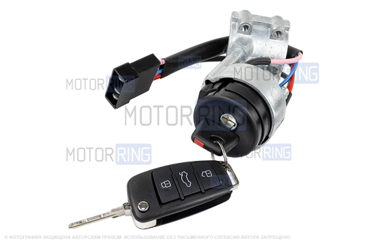 Замок зажигания нового образца с личинками и выкидным ключом в стиле Ауди без чипа (пустой) для Лада Приора, Приора 2