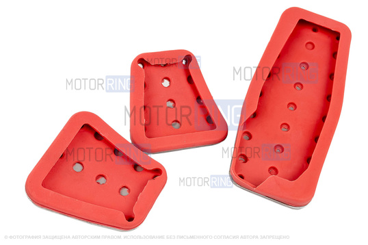 Накладки на педали Sal-Man с красными резиновыми вставками для ВАЗ 2114-2115, Лада 4х4, Нива Легенд, Тревел, Калина, Приора, Гранта, Шевроле Нива, Датсун с МКПП и Е-газ Bosch