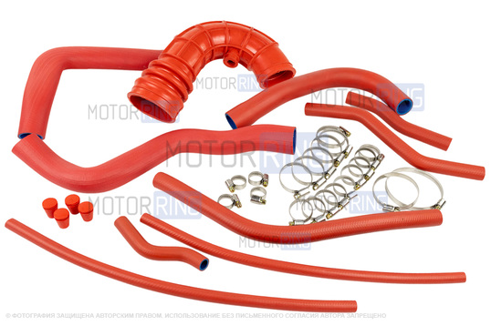 Комплект армированных патрубков двигателя с хомутами для 16 кл ВАЗ 2110-2112_1