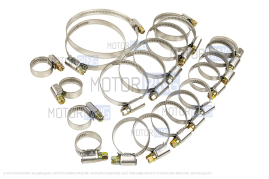 Комплект армированных патрубков двигателя с хомутами для 16 кл ВАЗ 2110-2112