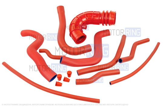 Комплект армированных патрубков двигателя с хомутами для 16 кл ВАЗ 2110-2112