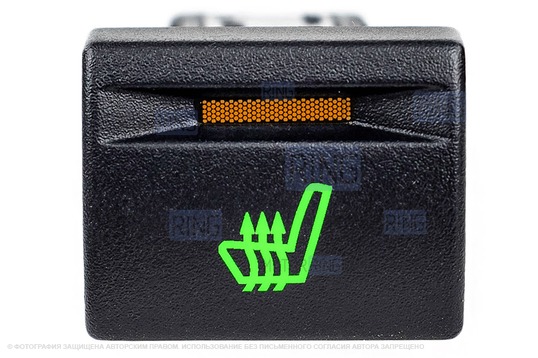 Кнопка обогрева сиденья с зеленой подсветкой и оранжевой индикацией для Лада Приора, Гранта, Калина 2_1