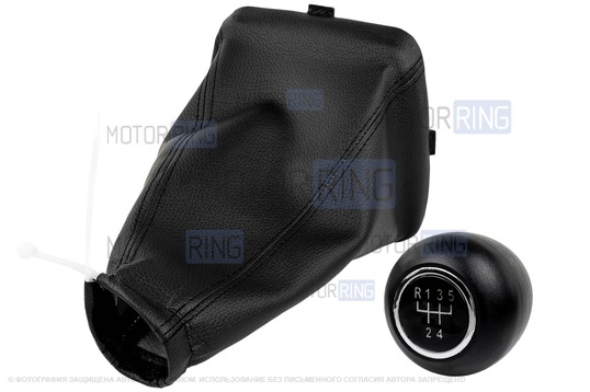 Ручка КПП Sal-Man с хром кольцом в комлекте с черным чехлом для Лада Калина 2004-2013 г.в._1