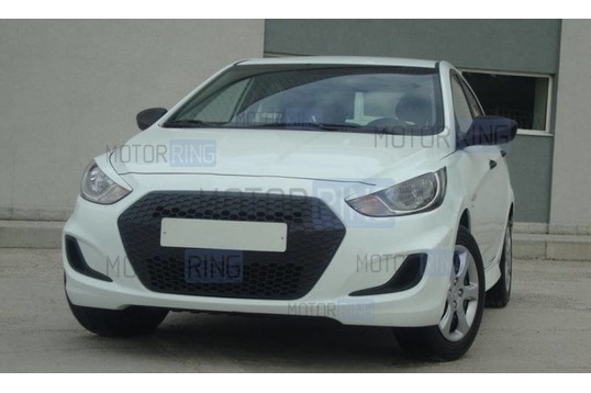 Передний бампер ЮролТюнинг (вариант 1) для Хендай Солярис 2010-2014 г.в._1