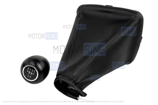 Ручка КПП Sal-Man с хром кольцом в комлекте с черным чехлом для Лада Калина 2004-2013 г.в.