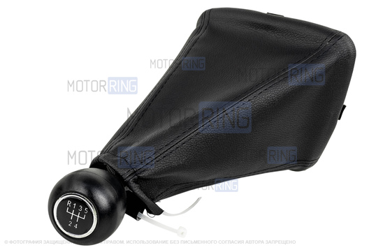 Ручка КПП Sal-Man с хром кольцом в комлекте с черным чехлом для Лада Калина 2004-2013 г.в.