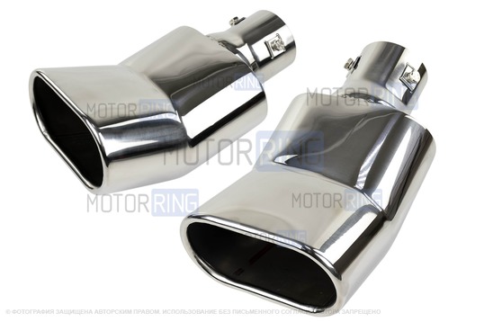 Овальные насадки глушителя Sal-Man HJ-3024 d137х75мм (2шт) из нержавеющей стали с изгибом_1