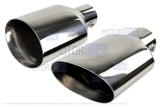 Овальные насадки глушителя Sal-Man HJ-705 d122х79мм (2шт) из нержавеющей стали_1