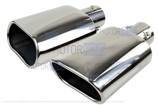 Овальные насадки глушителя Sal-Man HJ-704 d138х74мм (2шт) из нержавеющей стали_1