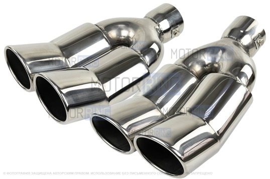 Раздвоенные насадки глушителя Sal-Man HJ-1327 d184х90мм (2шт) из нержавеющей стали со скосом и изгибом_1