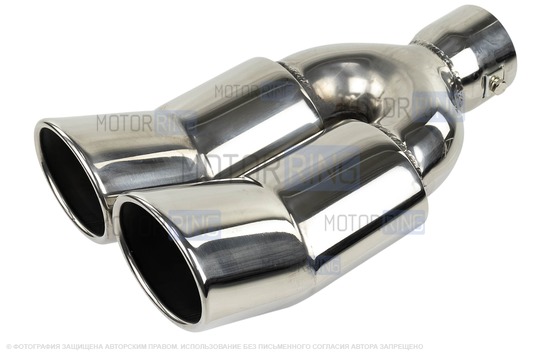 Раздвоенные насадки глушителя Sal-Man HJ-1327 d184х90мм (2шт) из нержавеющей стали со скосом и изгибом