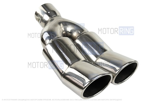 Раздвоенные насадки глушителя Sal-Man HJ-1327 d184х90мм (2шт) из нержавеющей стали со скосом и изгибом