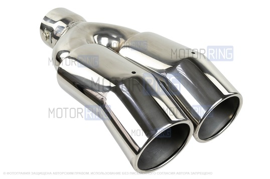 Раздвоенные насадки глушителя Sal-Man HJ-1327 d184х90мм (2шт) из нержавеющей стали со скосом и изгибом