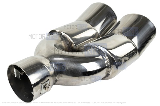 Раздвоенные насадки глушителя Sal-Man HJ-1327 d184х90мм (2шт) из нержавеющей стали со скосом и изгибом