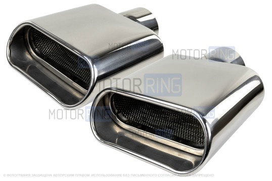 Овальные насадки глушителя из нержавеющей стали Sal-Man HJ-1009 d158х65мм (2шт) со скосом_1