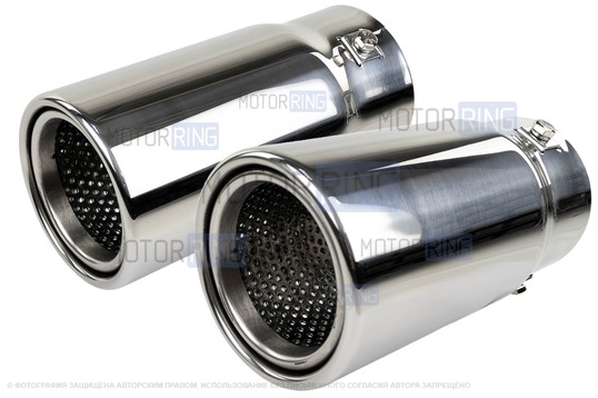 Круглые насадки глушителя Sal-Man HJ-PRADO d89мм (2шт) из нержавеющей стали_1