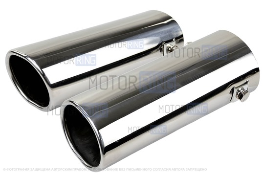 Овальные насадки глушителя Sal-Man HJ-6005.2 d65х55мм (2шт) из нержавеющей стали_1