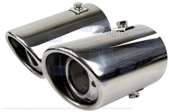 Круглые насадки глушителя Sal-Man HJ-613 d63мм (2шт) из нержавеющей стали_1