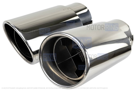 Овальные насадки глушителя Sal-Man HJ-898 d86х65мм (2шт) из нержавеющей стали_1