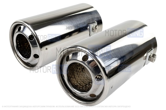 Круглые насадки глушителя Sal-Man HJ-605 d63мм (2шт) из нержавеющей стали_1