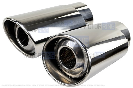 Овальные насадки глушителя Sal-Man HJ-8973 d86х66мм (2шт) из нержавеющей стали_1