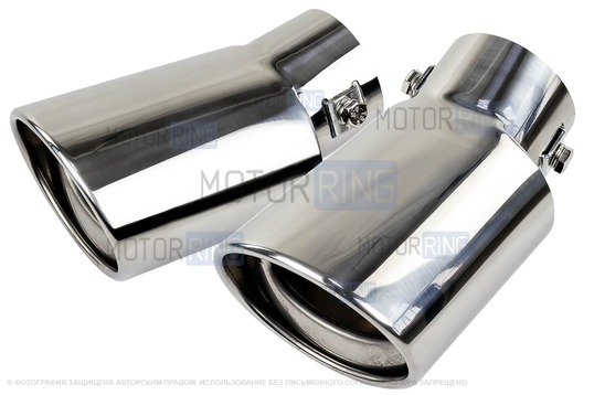 Овальные насадки глушителя Sal-Man HJ-423 Small d60мм (2шт) из нержавеющей стали_1