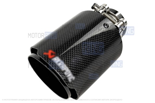 Круглые насадки глушителя открытого типа (2шт) из нержавеющей стали со скосом и накладками лаковый карбон