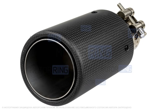 Круглые насадки глушителя из нержавеющей стали Sal-Man HJ-CBM001 d89мм (2шт) со скосом и карбоновой накладкой