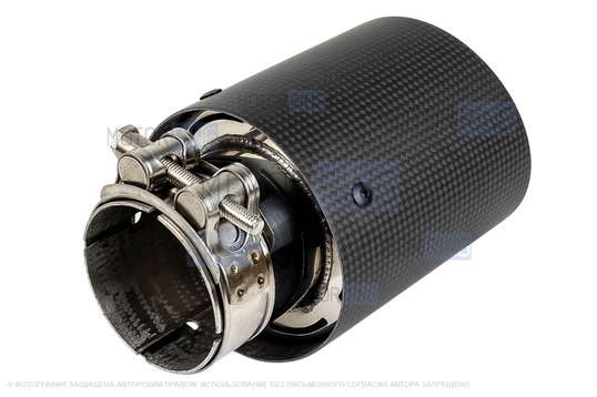 Круглые насадки глушителя из нержавеющей стали Sal-Man HJ-CBM001 d89мм (2шт) со скосом и карбоновой накладкой