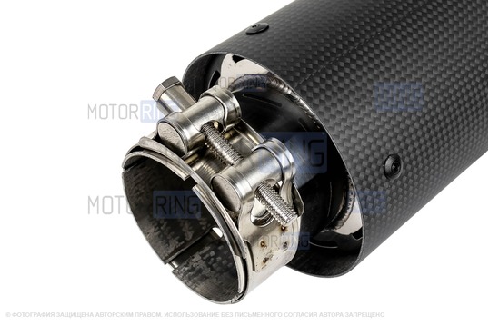 Круглые насадки глушителя из нержавеющей стали Sal-Man HJ-CBM001 d89мм (2шт) со скосом и карбоновой накладкой